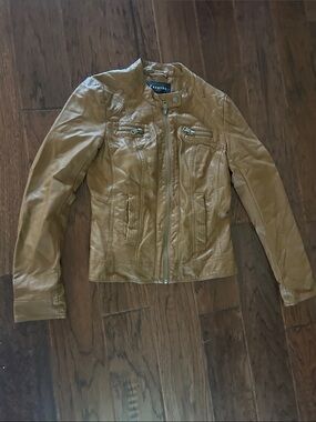 Fahsyee Faux Leather Brown Jacket
